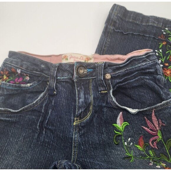 ZANA DI Jeans Juniors SZ 9 Embroidered Boho Hippie y2k vintage jeans Floral - Picture 14 of 15